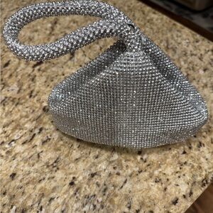Elegant Silver Crystal Evening Bag